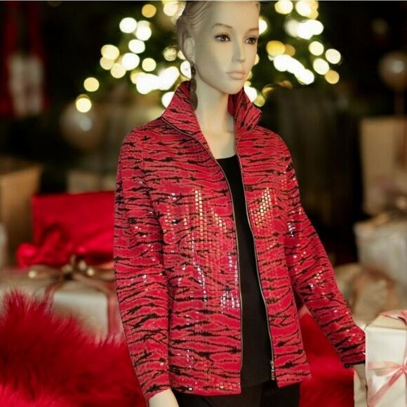 Misook Petite Paillette Full Zipe Jacket XS NWOT - Picture 4 of 4